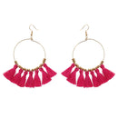 1 Pair Bohemian Sector Shape Tassel Pendant Big Hoop Dangle Earrings for Women
