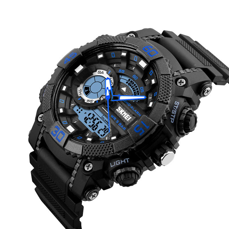 SKMEI 1228 Dual Display Multifunction Digital Quartz 50M Waterproof Chronograph LED Watch