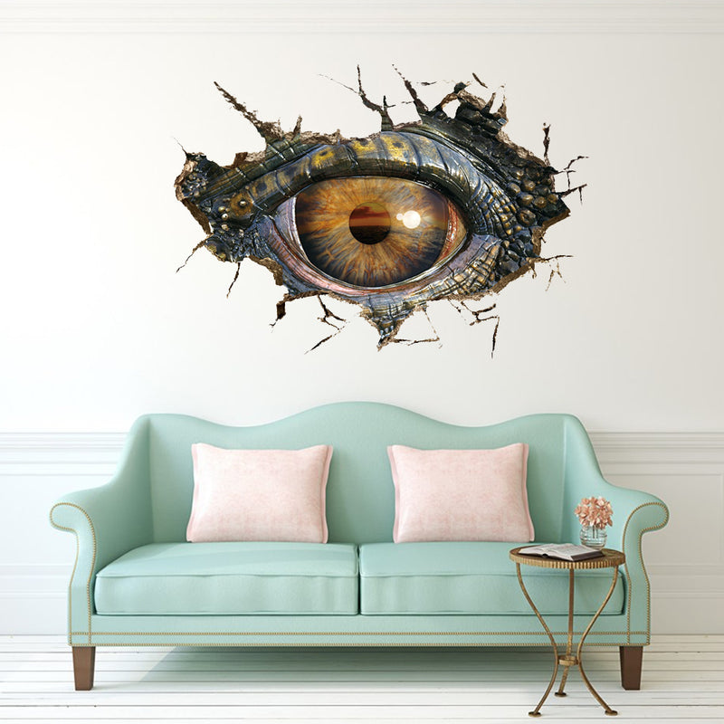 Miico Creative 3D Eye of Dinosaur Broken Wall PVC Removable Home Decor Sticker