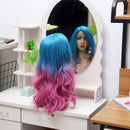 Natural Dark Roots Women Wig Full Wavy Hair Extensions Heat Resistant Synthetic Colorful