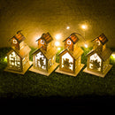 LED Christmas Wooden House Tree Night Light Decoration Hanging Ornament Holiday Cabin Gift