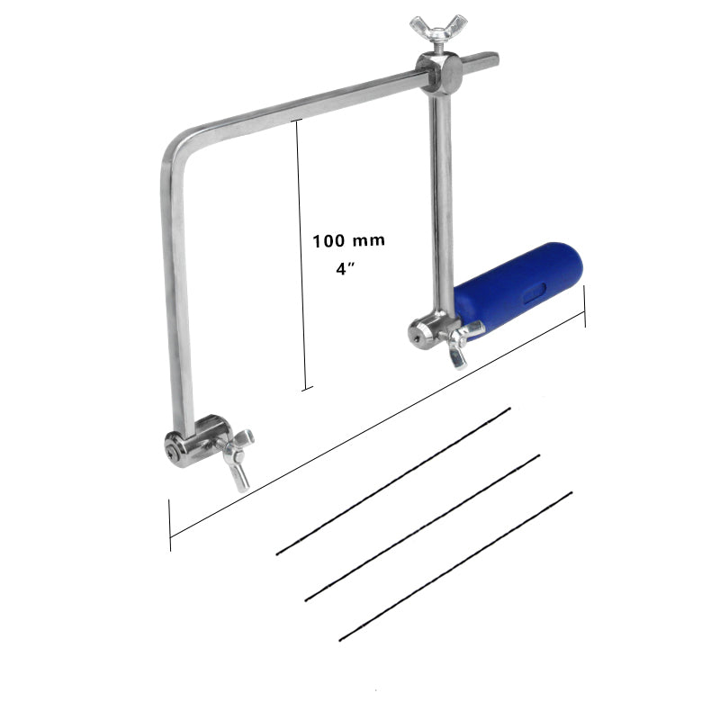 4inch Multifunction Fretsaw Hand Coping Saw Jig Saws Frame Hobby Woodworking Tools with 3Pcs Spiral Blades