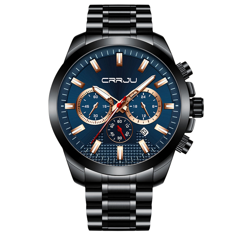 CRRJU 2286 Fashion Alloy Case Full Steel Luminous Display Business Style Men Quartz Watch