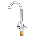 Brass Chrome Finish Kitchen Sink Faucet 360 Rotate Neck Spout Double Handle Water Mixer Tap
