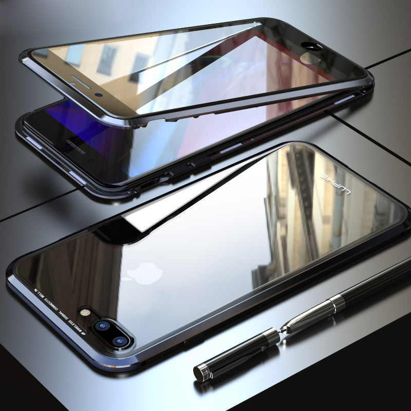 Luphie 360 Front Screen Protector & Back Glass Cover Metal Magnetic Adsorption Protective Case For iPhone XR/XS/XS Max/X/7/7 Plus/8/8 Plus
