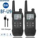 2PCS BAOFENG BF-U9 8W Portable Mini Walkie Talkie Handheld Hotel Civilian Radio Comunicacion Ham HF Transceiver US Plug