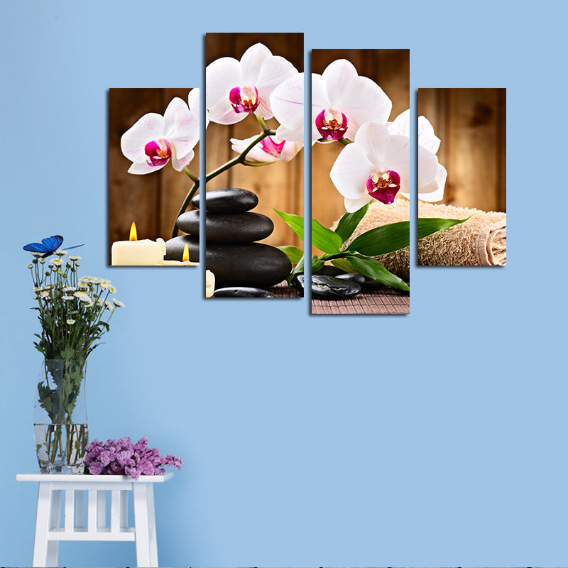 Miico Hand Painted Four Combination Decorative Paintings Four Flowers Wall Art For Home Decoration