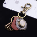 Retro Punk Hat Car Keychain Leather Pendant Keychain Bronze Metal Keychain