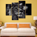 Miico Hand Painted Four Combination Decorative Paintings Lion Head Wall Art For Home Decoration