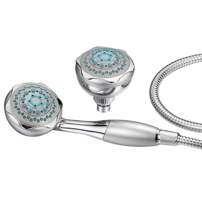 Multifunction Double Head Top Rainfall Shower Head Set with Three Ways Water Valve