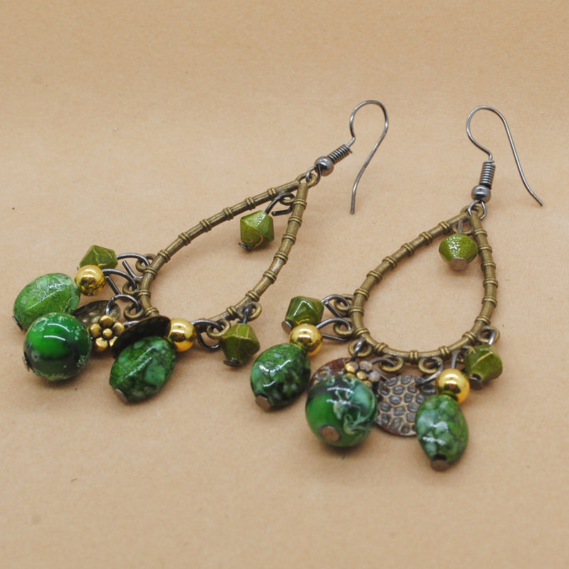 Bohemian Tassels Drop Earrings Long Style Turquoise Earring Retro Women Ear Drop