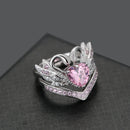2 Pcs/set Sweet Swan Heart Zirconia Engagement Wedding Ring Unique Gift for Women Girls