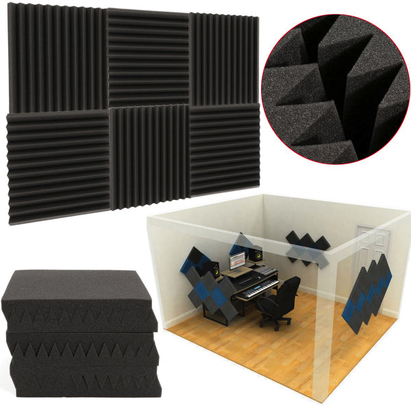6Pcs 30x30x5cm Acoustic Wedge Soundproofing Sound-Absorbing Noise Foam Tiles