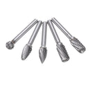 Drillpro 5Pcs DGCFA 6x10mm Double Cut Tungsten Carbide Rotary Burr Set 6mm Shank for DIY Wood Carving Metal Polishing Engraving Drilling