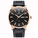Benyar 5145 Fashion Men Watch Waterproof Automatic Week Display Leather Strap Quartz Watch