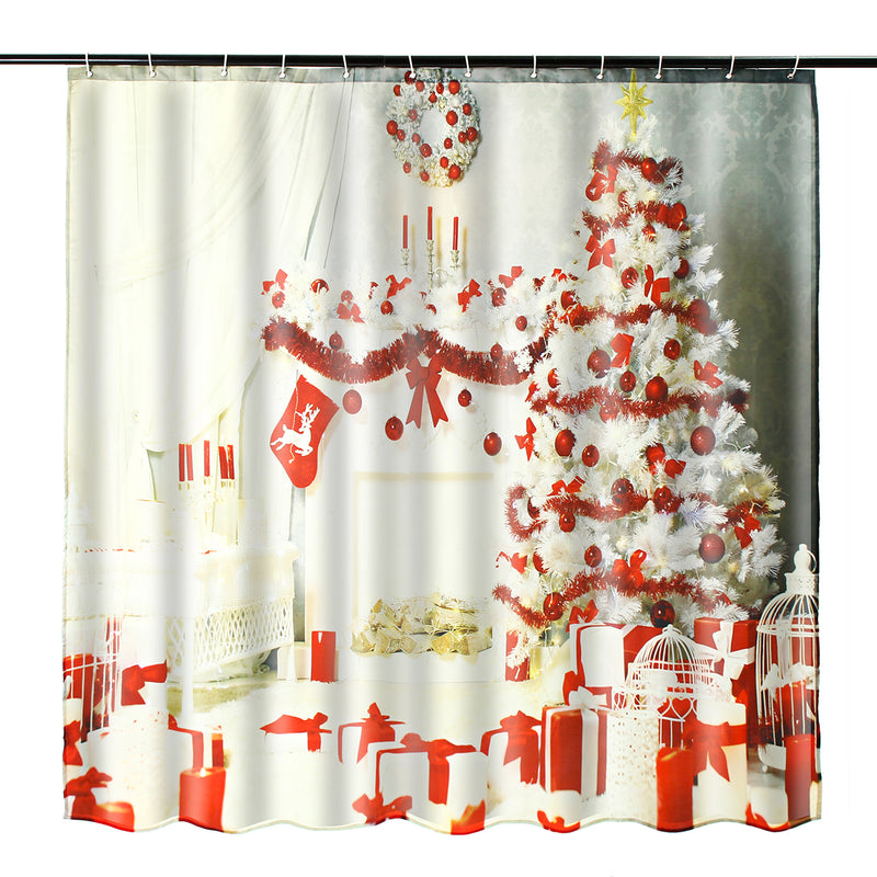 Indoor Christmas Dress Up Shower Curtain Liner Waterproof Bathroom Waterproof Carpet Mat