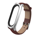 Mijobs Leather Watch Strap Replacement Watch Band for Xiaomi Mi band 3 Smart Watch