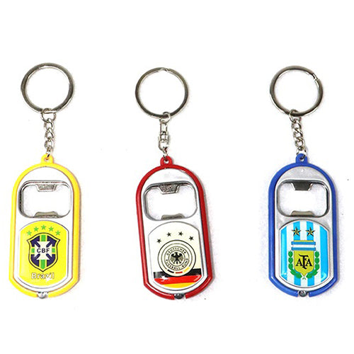 2018 World Football Cup Souvenir National Team Bottle Opener Keychain Plastic LED Light