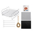 Stainless Steel Air Fryer Baking Tray BBQ Grill Rack w/ Skewers Brush for Cooking Grilling Drying