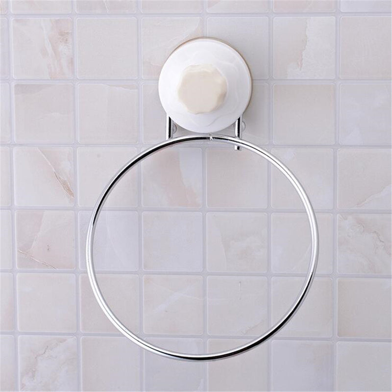 Towel Ring Holder Kitchen Suction-Cup Roll Paper Storage Organizer Rack Hanger