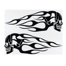 2pcs 13.5x5inch Universal Motorcycle Gas Tank Flames Skull Badge Decal Sticker
