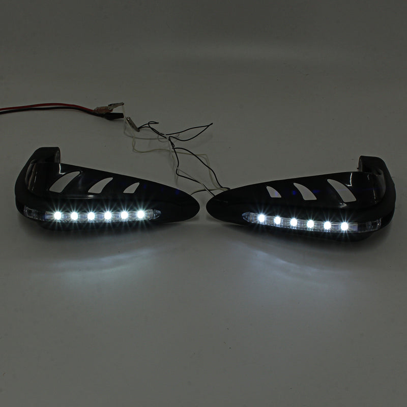 Handlebar Guard With White DRL LED Light Dirt Bike ATV Motocross Motorcycle Handguard Protector
