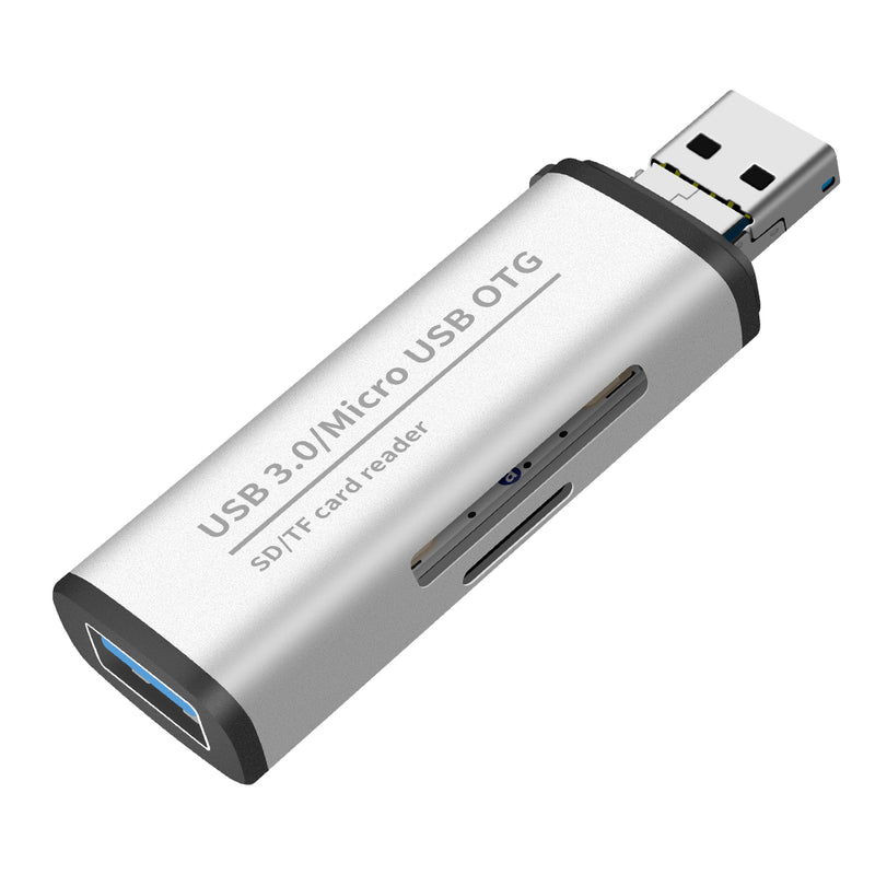 USB3.0 Micro USB OTG Card Reader SD/TF/USB Card Reader Aluminum Alloy Memory Card Reader