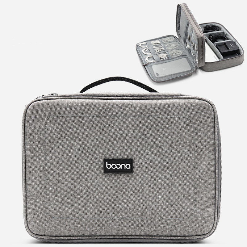 Boona 28*21cm Double-layer Digital Accessories Storage Bag USB Cable Charger Organizer Tablet Bag