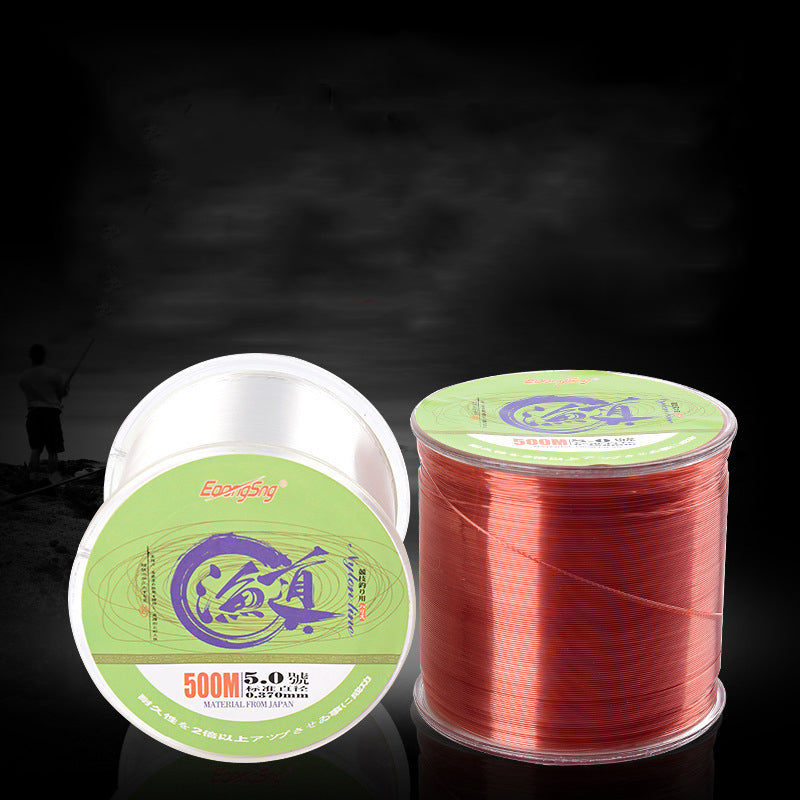 EOONGSNG 2.0 500m/pcs Nylon Fishing Line Monofilament Sleek Wear Resistant Fishing Line-Red/White