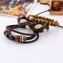 Retro Multilayer Braided Leather Rope Skull Bracelet Adjustable Wristhand for Men