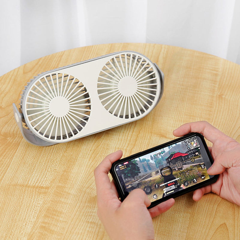 Mini Desk Table Fan Portable Cooling Air Cooler Fan Dual Head Silent Fan 3 Speed