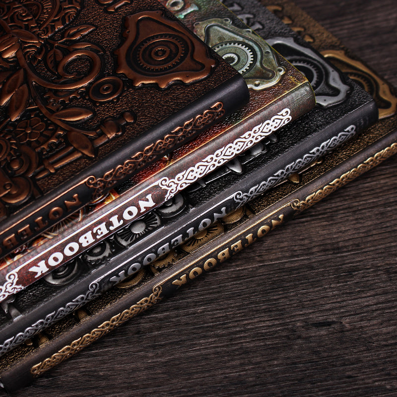 Home Gift Journal PU Cover Writing Pads Hardcover Travel Retro Embossed Notebook Handcraft Diary School