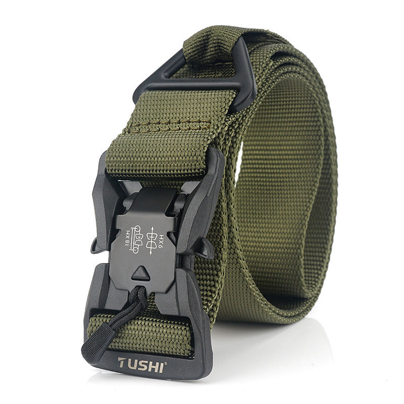 TUSHI MT3S 125cm Quick Release Magnetic Belt Nylon Adjustable Tactical Belt Punch Free Buckle Hunting Belt Portable Waistband