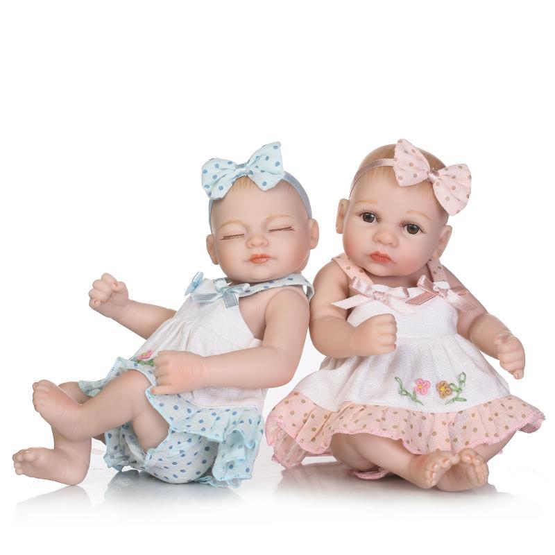 NPK 10 Inch 26cm Twins Reborn Baby Soft Silicone Doll Handmade Lifelik Baby Girl Dolls Birthday Gift