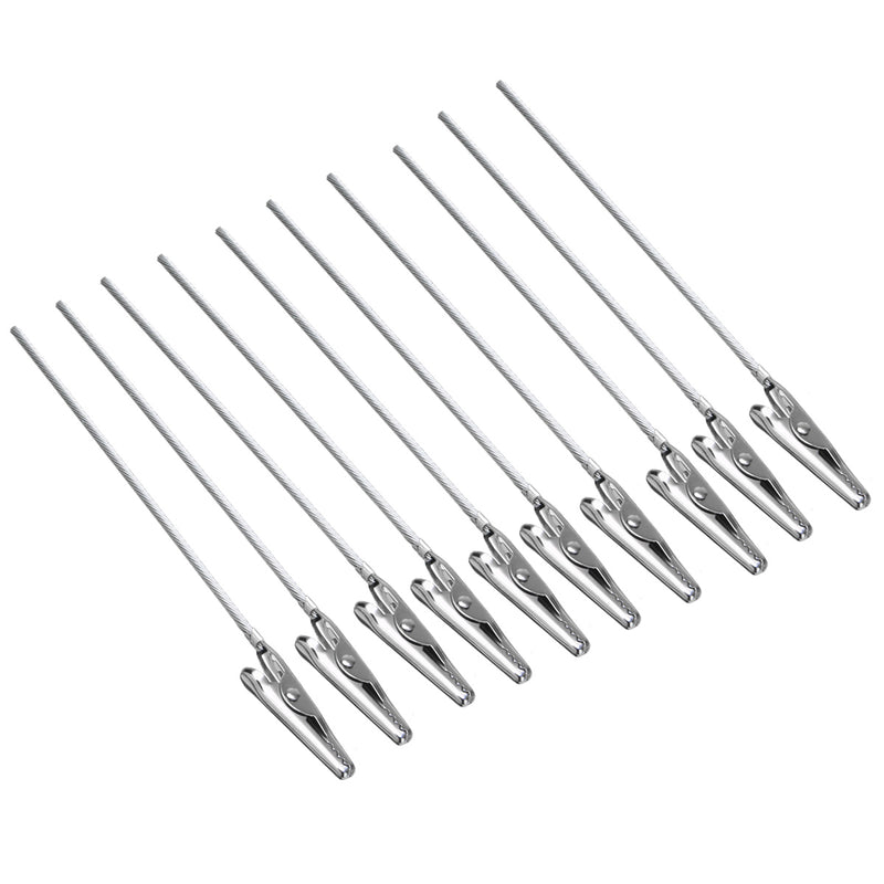 10pcs 4.7" Length Non-insulated Metal Electric Test Crocodile Clip Clamp