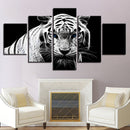 5PCS Modern Home Bedroom Wall HD White Tiger Art Picture Spray Painting Wall Sticker