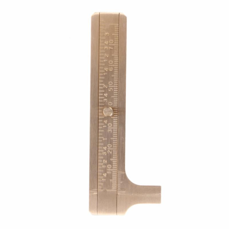 Pocket 12cm/80mm Mini Brass Sliding Ruler Gauge Vernier Calip Metal Copper Brass Straight Ruler Metal Calipers Gauge Micrometer Bead Wires Jewelry Measuring Tools Office School Supplies