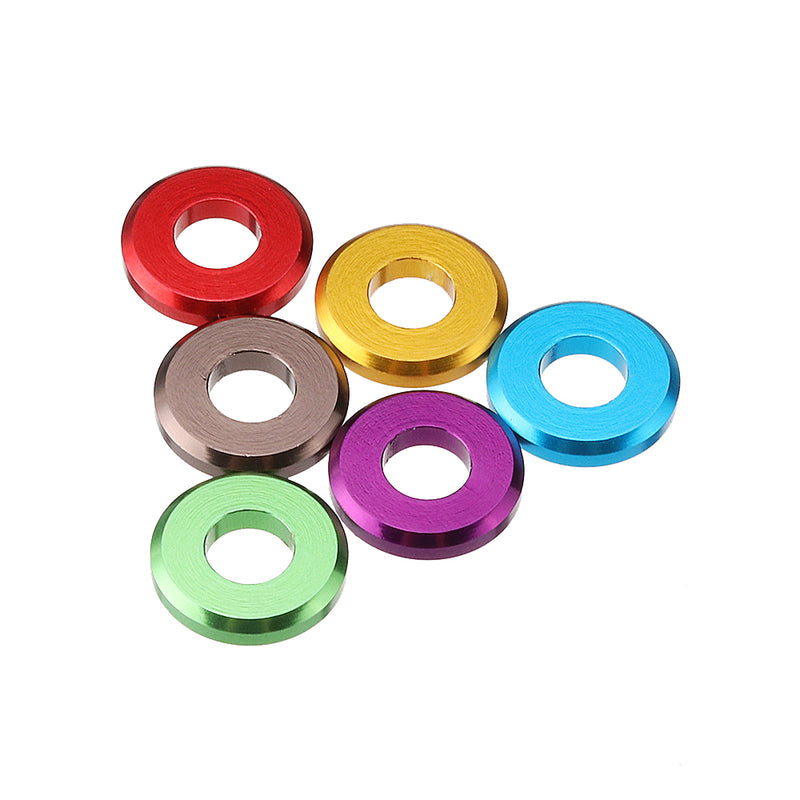 Suleve M5AW1 10Pcs M5 Aluminum Alloy Flat Fender Screw Washer Spacer Gasket Multicolor