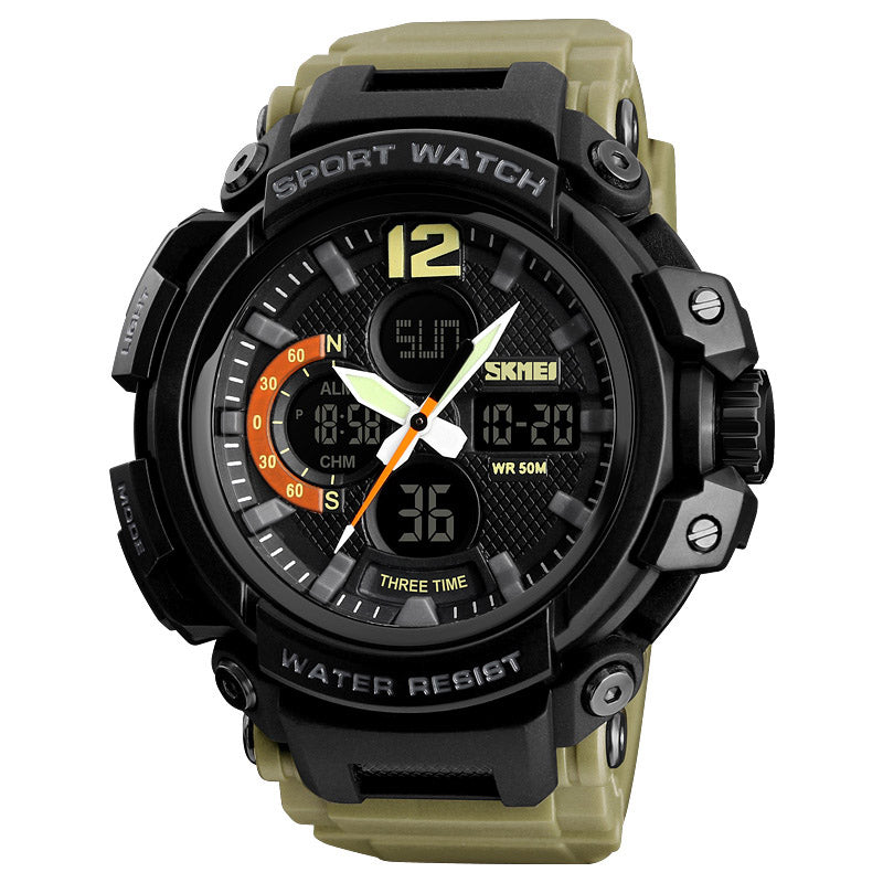 SKMEI 1343 Digital Watch Dual Display Chronograph 3 Time Waterproof Alarm Digital Quartz Wrist Watch