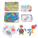 36Pcs Kids Wooden Pattern Blocks Set Geometric Shape Puzzle Jigsaw Toy