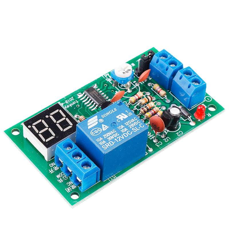 JK12-A 12V Time Adjustable Relay Module with LED Digital Tube Dynamic Display Countdown Single Chip Relay