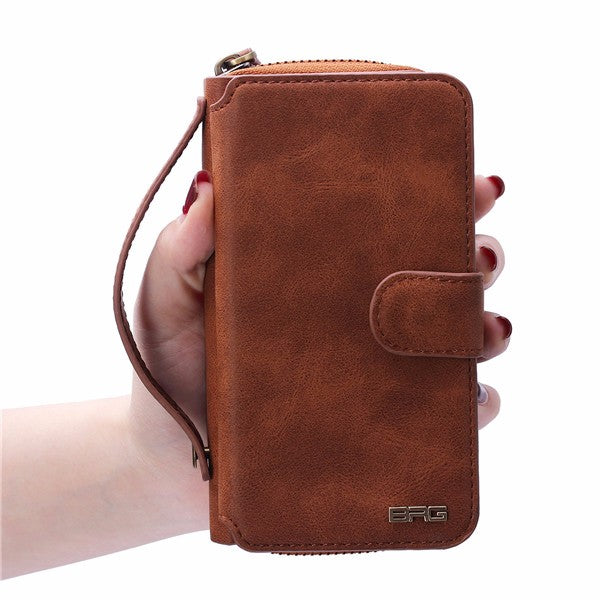 BRG Universal Removable Functional Wallet Case PU HandBag Zipper Cover for Samsung Galaxy S7