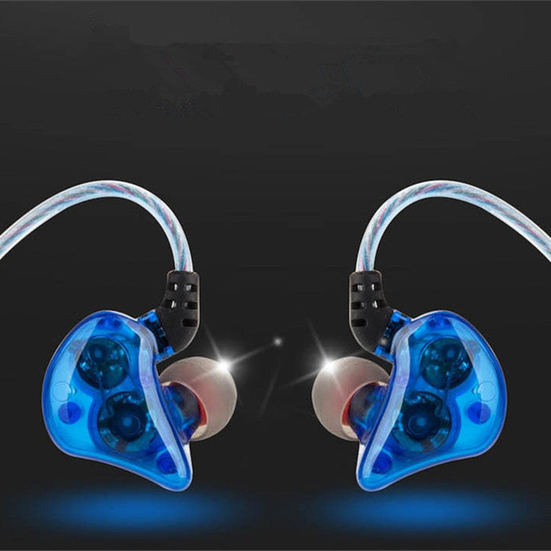 Music Wired Control Earphone Dual Dynamic Drivers HIFI Bass Sound In-ear Sport Earphone With Mic