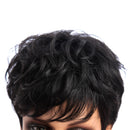 4 Inch Black Short Straight Synthetic Hair Wigs Kabekalon Bang Women Lady