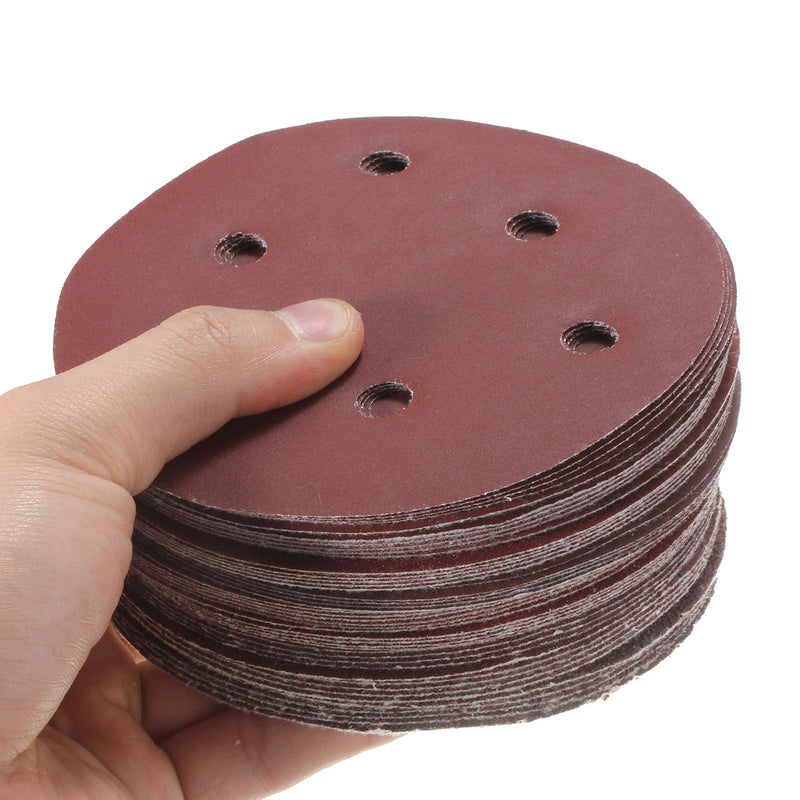 50pcs 150mm 6 Holes Sanding Disc 40-800 Grit Sand Paper Abrasive Tool