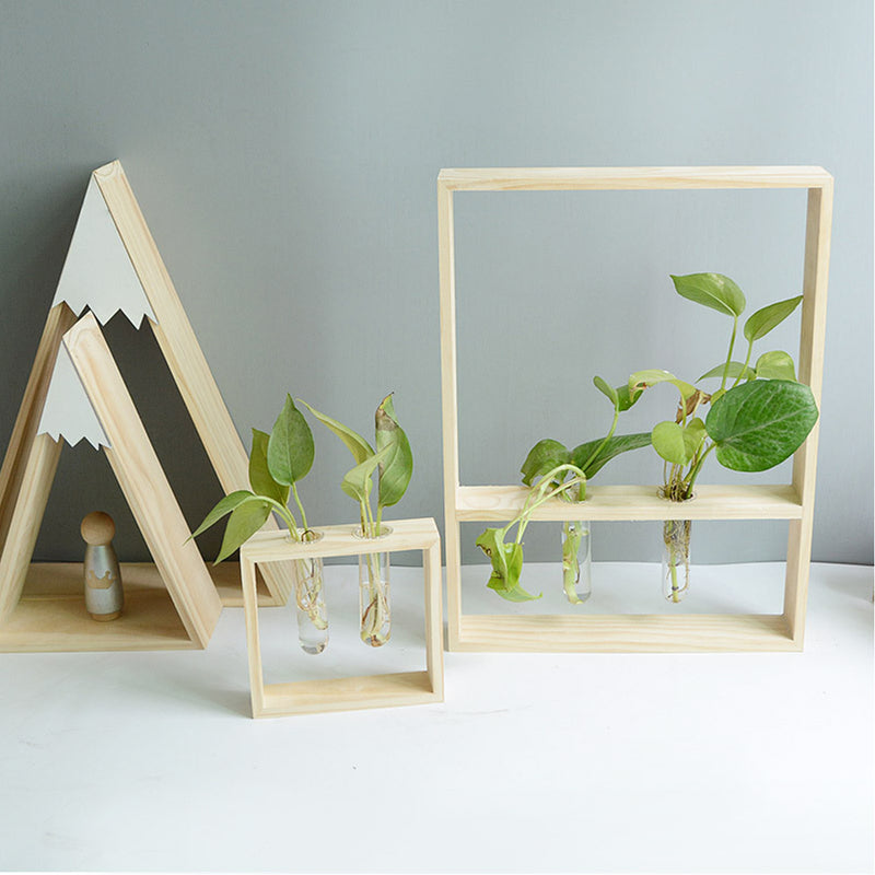 Wooden Test Tube Rack Flower Arrangement Hydroponic Plant Decorations