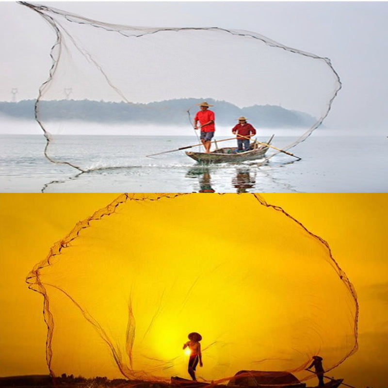 ZANLURE 14ft 4.2m Upgrade Hand Cast Fishing Net Colorful Bait Strong Nylon Line Full Spread