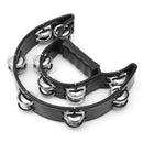 Musical Tambourine Hand Held with Double Row Metal Jingle Handle Percussion Instruments Orff Musical Instruments for Children