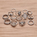 14 Pcs Retro Turtle Heart Finger Ring Set Bronze Sliver Rings Kit For Women Jewelry Ring
