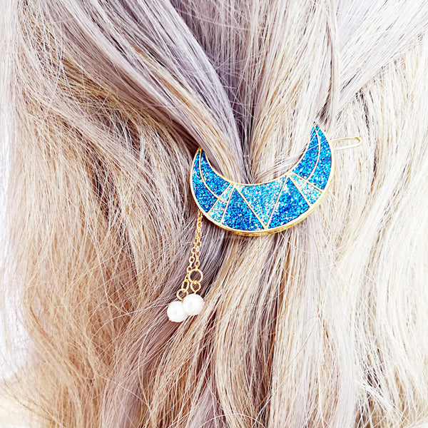 Sweet Shiny Moon Beads Tassels Hair Clip Hair Accessories for Girls Women